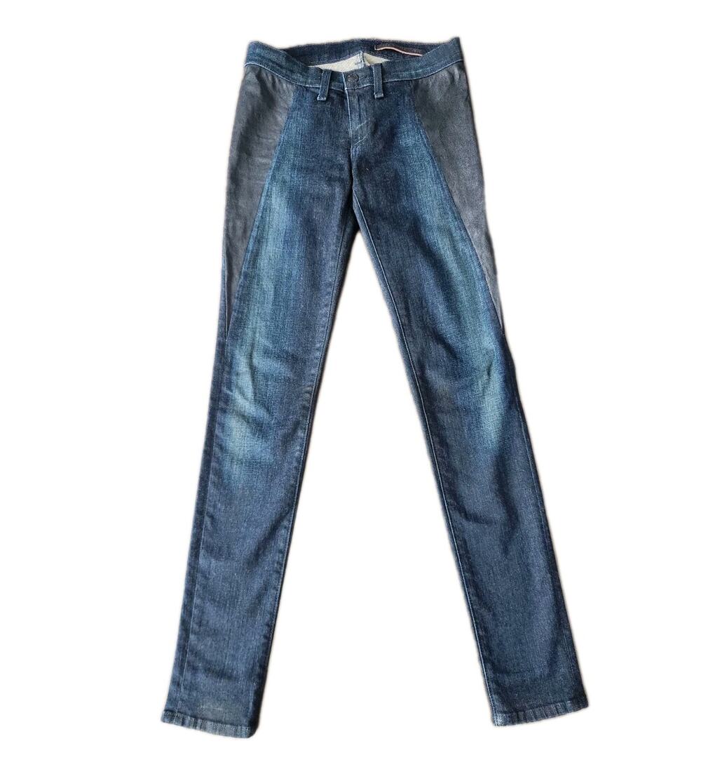 Rag & Bone The Skinny Lamb Leather Panel Low Rise Jeans Moto in Plymouth Size 25